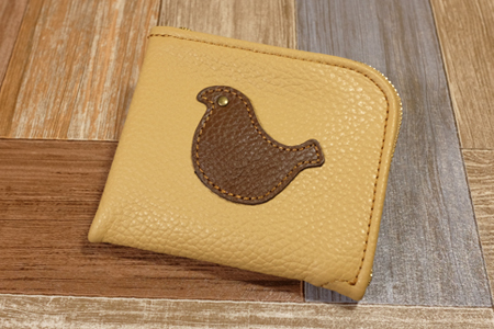Ｌファスナー・ミニ財布：小鳥：可愛い革製品：minne用